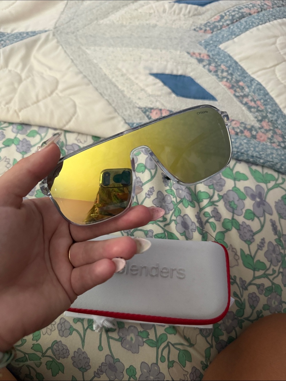 Blenders x Redbull Oracle Clear Frame Sunglasses with Yellow Mirror Shield Lens